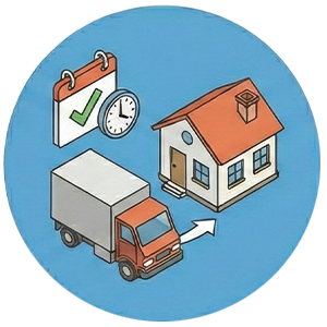 Consegna puntuale di pellet a domicilio con camion e casa