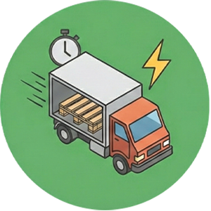 Icona di un camion che effettua consegne rapide di pallet